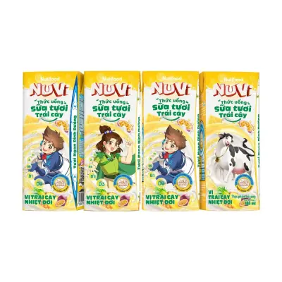 Thức Uống Sữa Tươi Nuvi Trái Cây Nhiệt Đới 4 x 180ml
