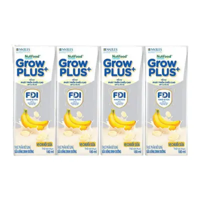 Sữa Uống Dinh Dưỡng Grow Plus+ Chuối Sữa 4x180ml