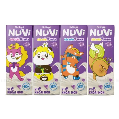 Lốc 4 Hộp Sữa Tươi Tiệt Trùng Vị Khoai Môn Có Thạch Nuvi 170ml