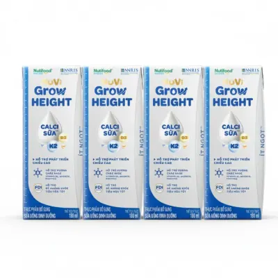 Sữa Uống Dinh Dưỡng Nuvi Grow Height Ít Ngọt 4x180ml