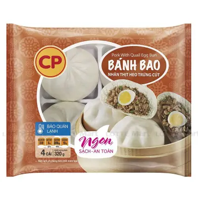 Bánh Bao CP Nhân Thịt Heo Trứng Cút Gói 320g (4 Cái)