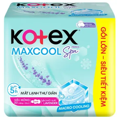 Băng Vệ Sinh Kotex Max Cool Siêu Mỏng Cánh 23cm Gói 20 Miếng