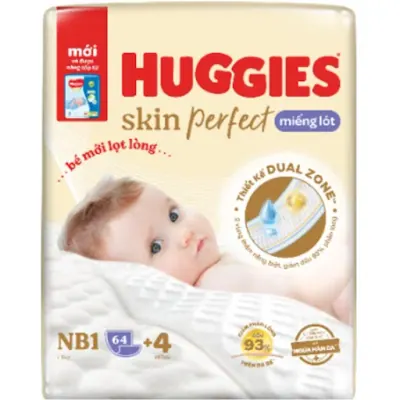 Miếng Lót Sơ Sinh Huggies Dưới 1 Tháng Tuổi 64 Miếng (<5kg)