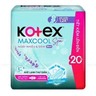 Băng Vệ Sinh Kotex Maxcool French Spa Dành Cho Ngày Nhiều và Đêm 28cm 14 Miếng