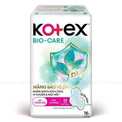 Băng Vệ Sinh Kotex Biocare Siêu Mỏng Cánh 23cm Gói 16 Miếng