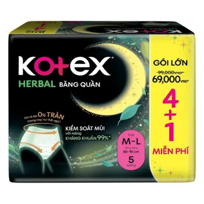 Băng Vệ Sinh Kotex Dạng Quần Herbal M-L 4M
