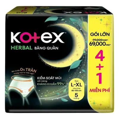 Băng Vệ Sinh Kotex Dạng Quần Herbal L-XL 4M