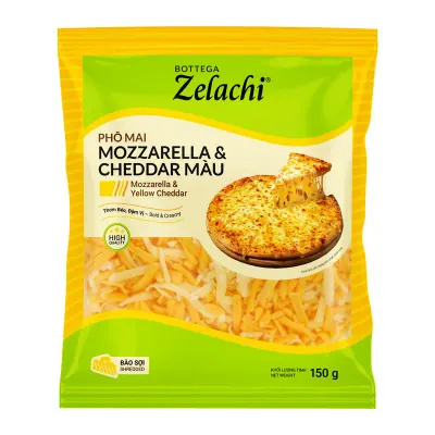 Phô Mai Bào Mozzarella và Cheddar Bottega Zelachi Gói 150g