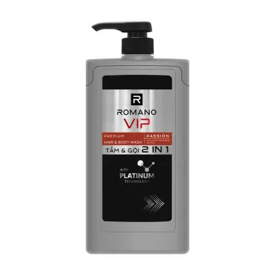 Dầu Tắm và Gội Romano 2 Trong 1 Nước Hoa Cao Cấp Vip Passion Chai 650g