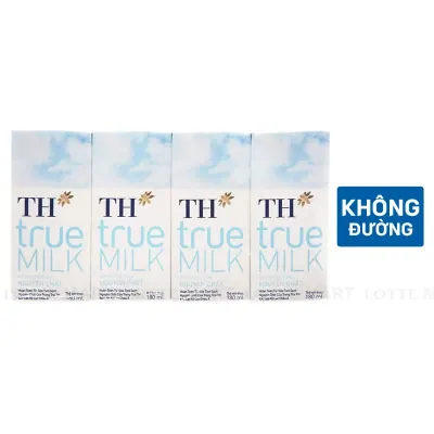 Lốc 4 Hộp Sữa Tươi Tiệt Trùng TH true MILK Nguyên Chất 180ml