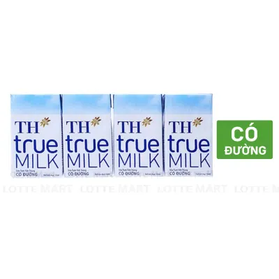 Lốc 4 Hộp Sữa Tươi Tiệt Trùng TH true MILK Có Đường 110ml