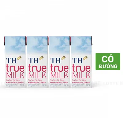 Lốc 4 Hộp Sữa Tươi Tiệt Trùng TH true MILK Hương Dâu 180ml