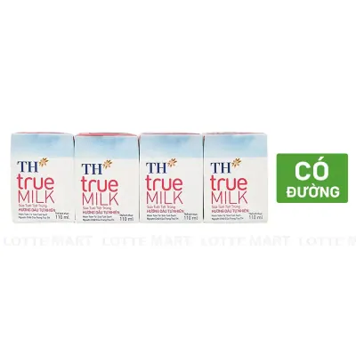 Lốc 4 Hộp Sữa Tươi Tiệt Trùng TH true MILK Hương Dâu 110ml