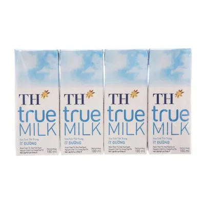 Lốc 4 Hộp Sữa Tươi Tiệt Trùng TH true MILK Ít Đường 180ml