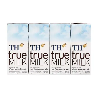 Lốc 4 Hộp Sữa Tươi Tiệt Trùng Sô Cô La Nguyên Chất TH true MILK 180ml