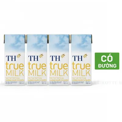 Lốc 4 Hộp Sữa Tươi Tiệt Trùng TH true MILK Hương Chuối 180ml