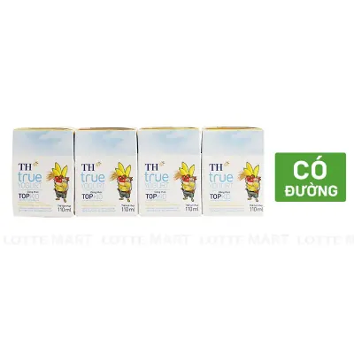 Lốc 4 Hộp Sữa Chua Uống Tiệt Trùng Topkid Hương Dâu Chuối 110ml