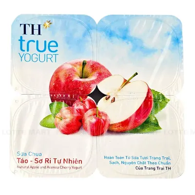 Lốc 4 Hộp Sữa Chua TH True Yogurt Táo Sơri 100g