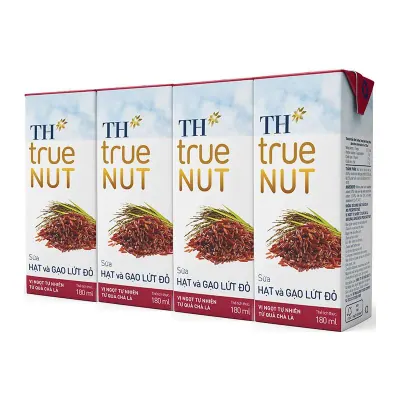 Lốc 4 Hộp Sữa Hạt và Gạo Lứt Đỏ TH True NUT 180ml