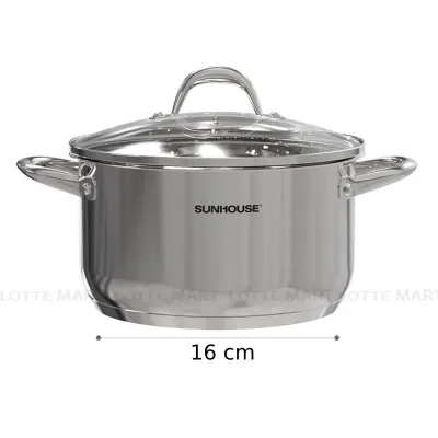 Nồi Sunhouse Inox Đáy 3 Lớp SHG301-16 Size 16cm
