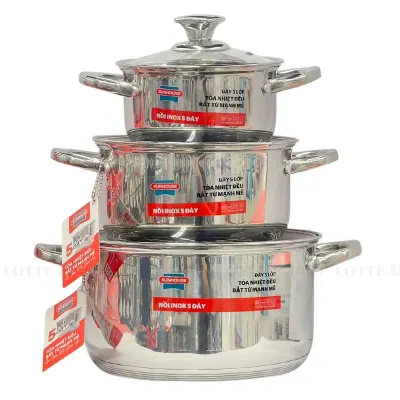 Bộ 3 Nồi Inox Đáy Từ 5 Lớp Sunhouse SHG799