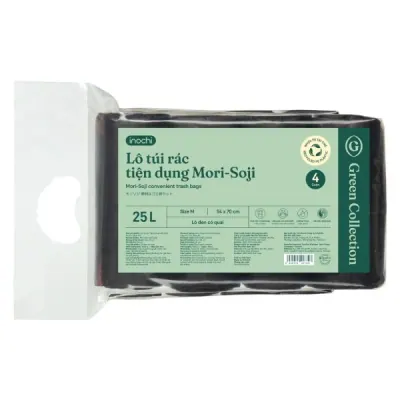 Lô 4 Túi Rác Inochi Mori Soji 25L Size M Màu Đen