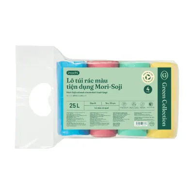 Lô 4 Túi Rác Màu Inochi Mori Soji 25L Size M