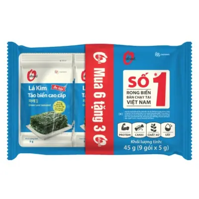 Lốc 6+3 Rong Biển Lá Kim Cao Cấp O'Food Gói 5g