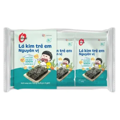 Lốc 3 Rong Biển Lá Kim O'Food Trẻ Em Nguyên Vị Gói 1.5g