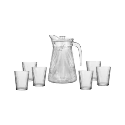 Bộ Bình Ly Thủy Tinh Deli Sọc 7 Món
