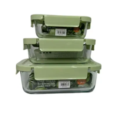 Bộ 3 Hộp Thủy Tinh Deli Hình Chữ Nhật 420ml - 700ml - 1150ml