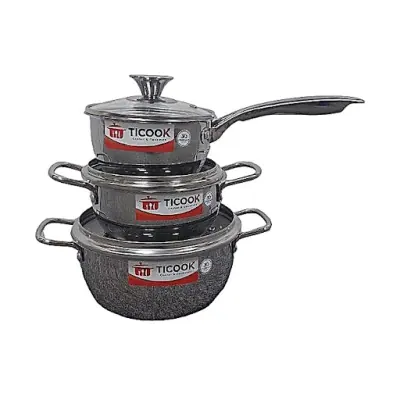 Bộ Nồi Inox 304 3 Lớp Nắp Kiếng TiCook BnbCop6m