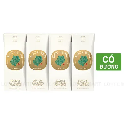Lốc 4 Hộp Sữa Tươi Tiệt Trùng Có Đường Mộc Châu Creamery 180ml
