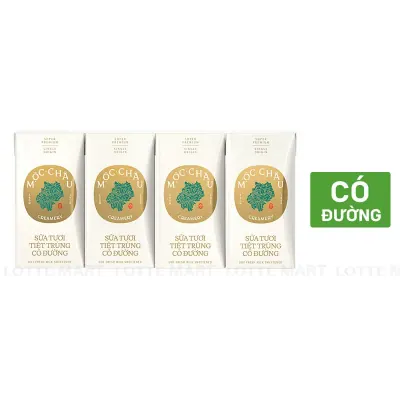 Lốc 4 Hộp Sữa Tươi Tiệt Trùng Có Đường Mộc Châu Creamery 110ml