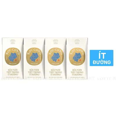 Lốc 4 Hộp Sữa Tươi Tiệt Trùng Ít Đường Mộc Châu Creamery 110ml