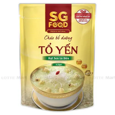 Cháo Dinh Dưỡng Ăn Liền Sài Gòn Vị Tổ Yến, Hạt Sen Lá Dứa Sgfood 240g