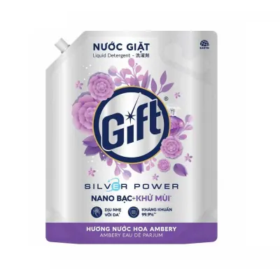 Nước Giặt Gift Hương Nước Hoa Ambery Cho Máy Giặt Cửa Trước và Cửa Trên Túi 3.6kg