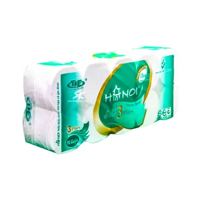 Lốc 10 Cuộn Giấy Vệ Sinh Hà Nội 03 Lớp Không Lõi