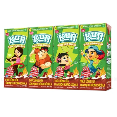 Lốc 4 Hộp Sữa Tươi Tiệt Trùng Lúa Mạch Lof Kun 180ml