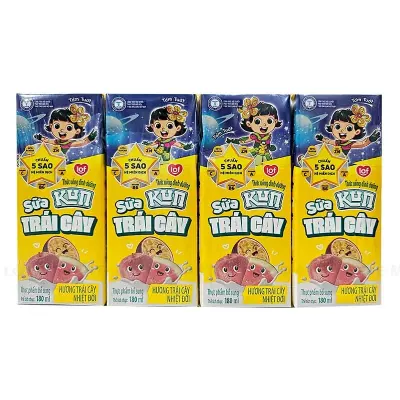 Lốc 4 Hộp Sữa Trái Cây Hương Trái Cây Nhiệt Đới Lof Kun 180ml