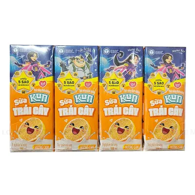Lốc 4 Hộp Sữa Trái Cây Hương Cam Lof Kun 180ml