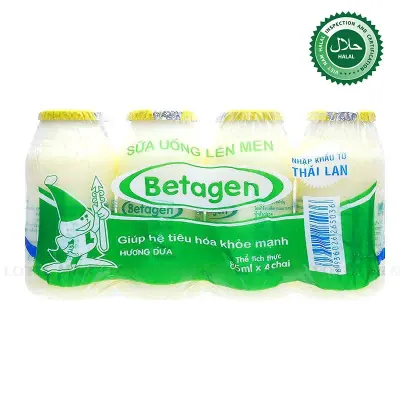 Lốc 4 Chai Sữa Uống Lên Men Betagen Hương Dứa 85ml