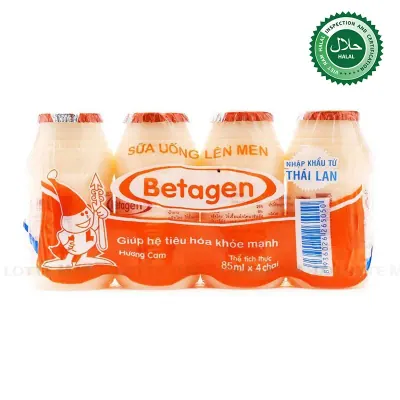 Lốc 4 Chai Sữa Uống Lên Men Betagen Hương Cam 85ml