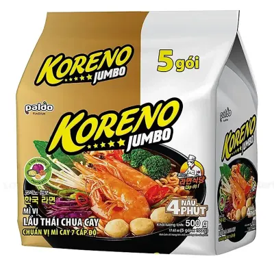 Lốc 5 Gói Mì Koreno Jumbo Lẩu Thái Chua Cay 100g