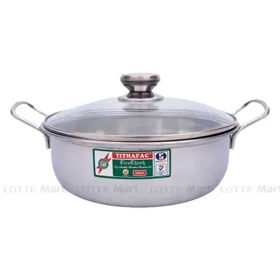 Nồi Lẩu Inox Tithafac Nắp Kiếng 24cm