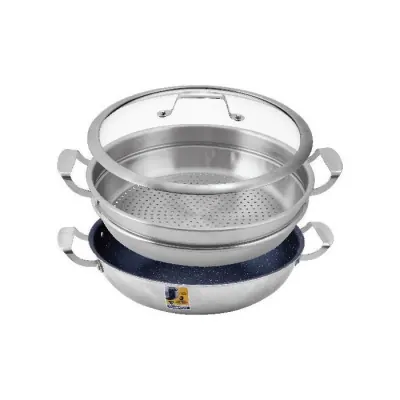 Chảo Inox 304 Xửng Hấp Vân Đá Bếp Từ TiCook 32cm