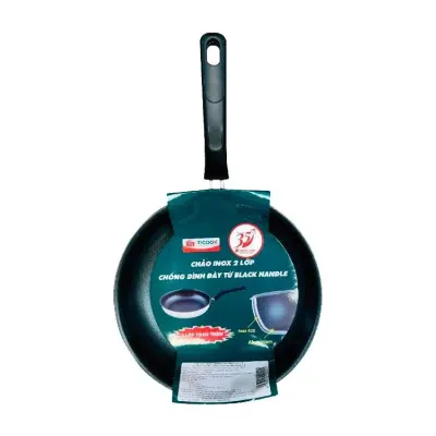 Chảo Inox 2 Lớp Bếp Từ Black Handle TiCook 22cm