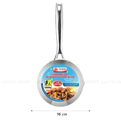 Chảo Inox 304 Đáy Từ 3 Lớp TiCook SH Lite 16cm