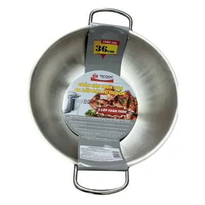 Chảo Sâu Inox 304 3 Lớp Bếp Từ TiCook 36cm