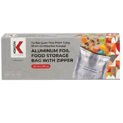 Túi Bảo Quản Thực Phẩm Tráng Nhôm Kokusai Có Khóa Kéo 26x29cm